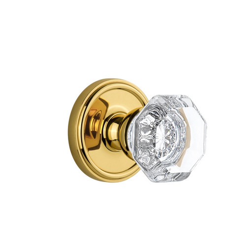 Grandeur Hardware - Georgetown Plate Privacy with Chambord Crystal Knob in Polished Brass - GEOCHM - 821440