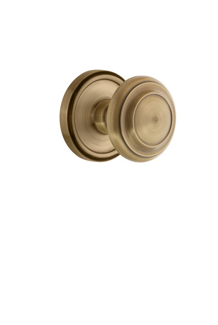 Grandeur Hardware - Georgetown Plate Privacy with Circulaire Knob in Vintage Brass - GEOCIR - 814288