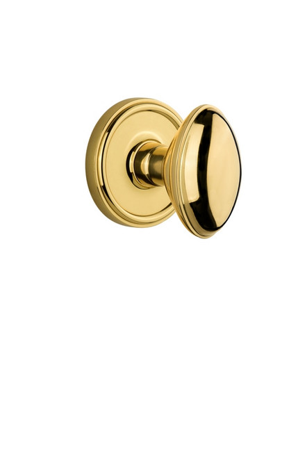 Grandeur Hardware - Georgetown Plate Privacy with Eden Prairie Knob in Lifetime Brass - GEOEDN - 814291