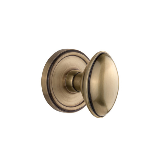 Grandeur Hardware - Georgetown Plate Privacy with Eden Prairie Knob in Vintage Brass - GEOEDN - 821483