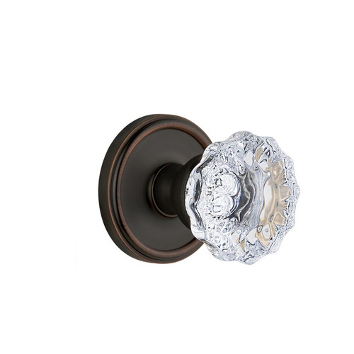 Grandeur Hardware - Georgetown Plate Privacy with Fontainebleau Crystal Knob in Timeless Bronze - GEOFON - 814311