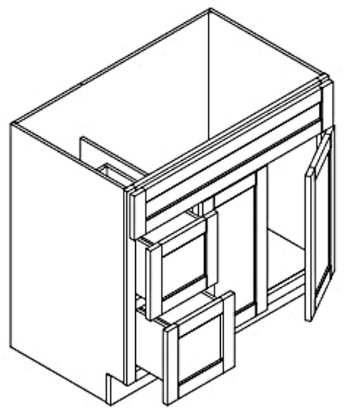 Jarlin Cabinetry - Vanity Sink Base Cabinet - FA3621DR - Sterling Double Shaker