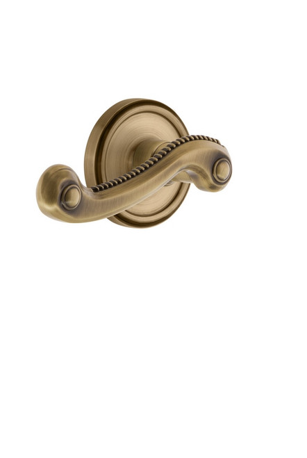 Grandeur Hardware - Georgetown Plate Privacy with Newport Lever in Vintage Brass - GEONEW - 807429