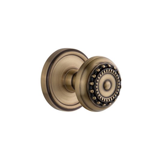 Grandeur Hardware - Georgetown Plate Privacy with Parthenon Knob in Vintage Brass - GEOPAR - 821478