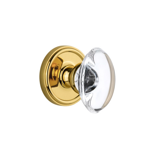Grandeur Hardware - Georgetown Plate Privacy with Provence Crystal Knob in Polished Brass - GEOPRO - 810467