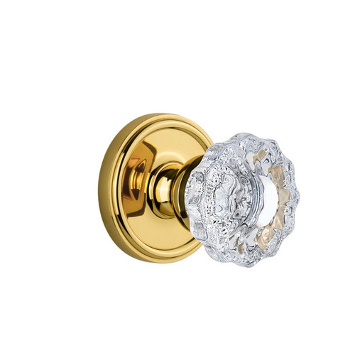 Grandeur Hardware - Georgetown Plate Privacy with Versailles Crystal Knob in Polished Brass - GEOVER - 822622