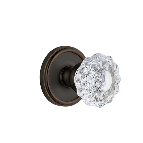 Grandeur Hardware - Georgetown Plate Privacy with Versailles Crystal Knob in Timeless Bronze - GEOVER - 822620