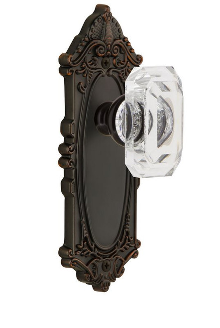 Grandeur Hardware - Grande Victorian Plate Double Dummy with Baguette Crystal Knob in Timeless Bronze - GVCBCC - 828248