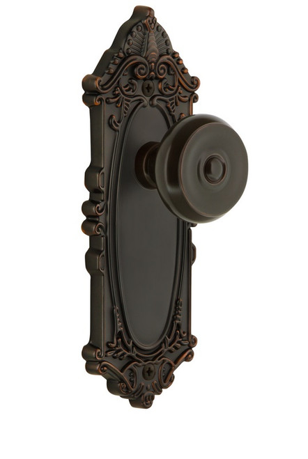 Grandeur Hardware - Grande Victorian Plate Double Dummy with Bouton Knob in Timeless Bronze - GVCBOU - 807533