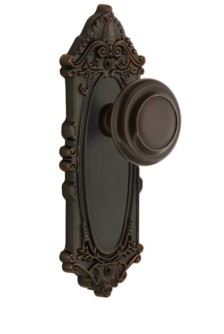 Grandeur Hardware - Grande Victorian Plate Double Dummy with Circulaire Knob in Timeless Bronze - GVCCIR - 807897