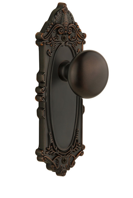 Grandeur Hardware - Grande Victorian Plate Double Dummy with Fifth Avenue Knob in Timeless Bronze - GVCFAV - 821536