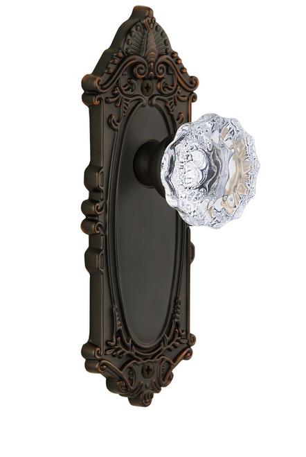 Grandeur Hardware - Grande Victorian Plate Double Dummy with Fontainebleau Knob in Timeless Bronze - GVCFON - 821546