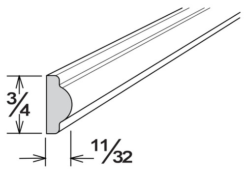 Jarlin Cabinetry - Single Bead Insert Molding - SBIM8 - Sterling Double Shaker