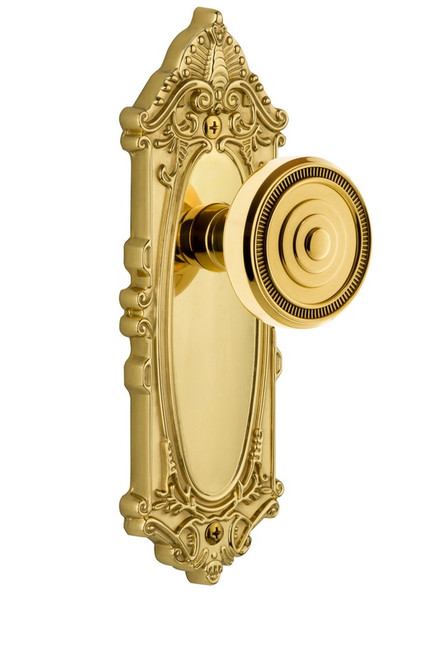 Grandeur Hardware - Grande Victorian Plate Double Dummy with Soleil Knob in Lifetime Brass - GVCSOL - 808081