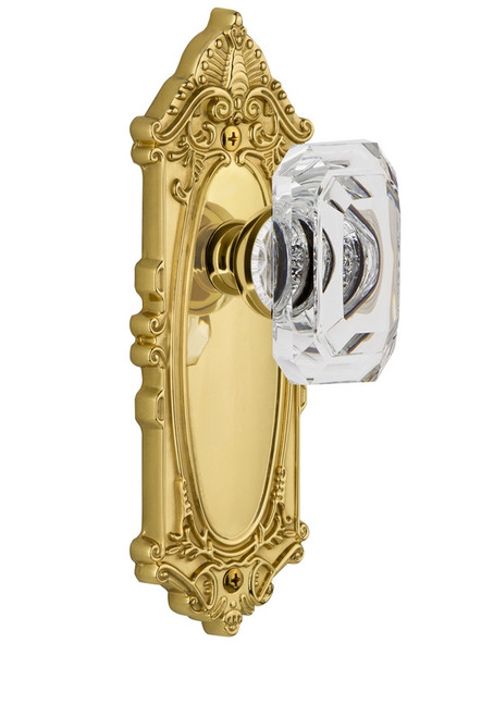 Grandeur Hardware - Grande Victorian Plate Dummy with Baguette Crystal Knob in Lifetime Brass - GVCBCC - 828100
