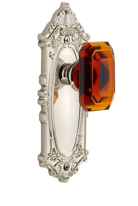 Grandeur Hardware - Grande Victorian Plate Dummy with Baguette Crystal Knob in Polished Nickel - GVCBCA - 828103