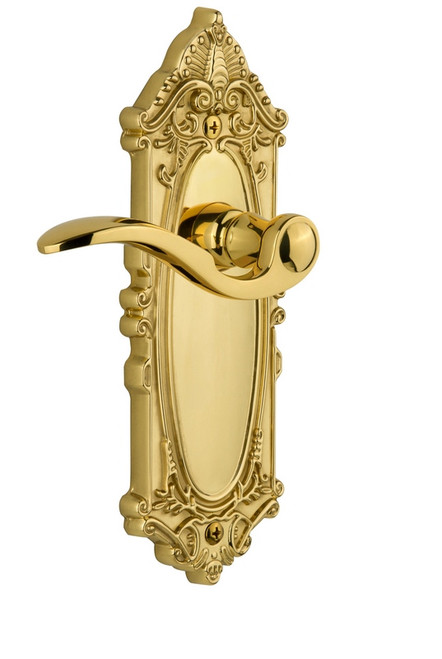 Grandeur Hardware - Grande Victorian Plate Dummy with Bellagio Lever in Polished Brass - GVCBEL - 822839