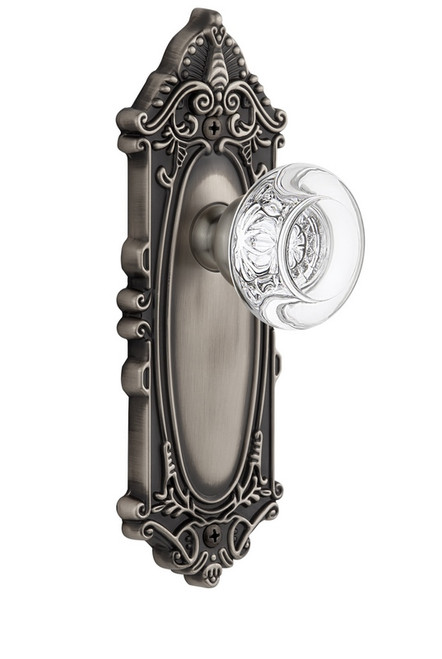 Grandeur Hardware - Grande Victorian Plate Dummy with Bordeaux Knob in Antique Pewter - GVCBOR - 810065