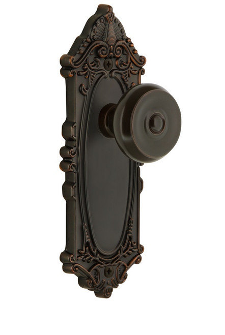 Grandeur Hardware - Grande Victorian Plate Dummy with Bouton Knob in Timeless Bronze - GVCBOU - 807491