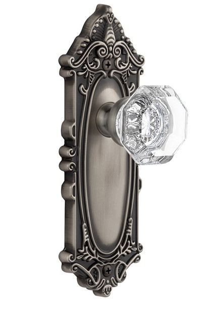 Grandeur Hardware - Grande Victorian Plate Dummy with Chambord Knob in Antique Pewter - GVCCHM - 821851