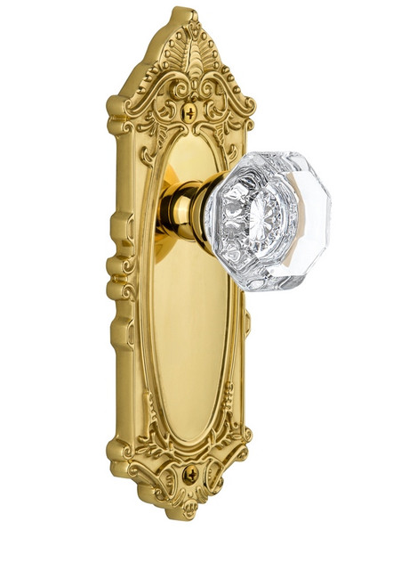 Grandeur Hardware - Grande Victorian Plate Dummy with Chambord Knob in Polished Brass - GVCCHM - 821850