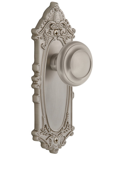 Grandeur Hardware - Grande Victorian Plate Dummy with Circulaire Knob in Satin Nickel - GVCCIR - 807854