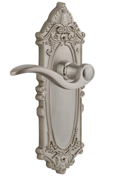 Grandeur Hardware - Grande Victorian Plate Passage with Bellagio Lever in Satin Nickel - GVCBEL - 812830