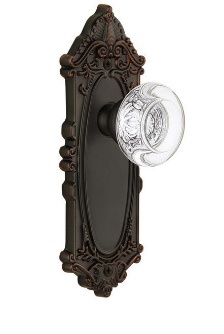Grandeur Hardware - Grande Victorian Plate Passage with Bordeaux Knob in Timeless Bronze - GVCBOR - 810025