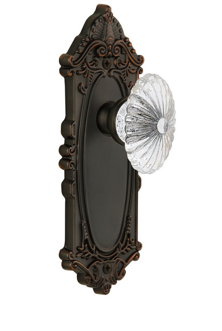 Grandeur Hardware - Grande Victorian Plate Passage with Burgundy Knob in Timeless Bronze - GVCBUR - 812859