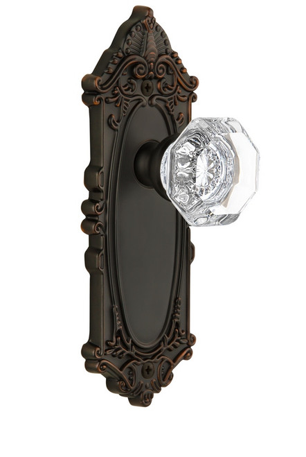 Grandeur Hardware - Grande Victorian Plate Passage with Chambord Knob in Timeless Bronze - GVCCHM - 812866