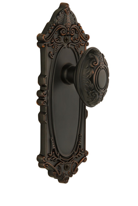 Grandeur Hardware - Grande Victorian Plate Passage with Grande Victorian Knob in Timeless Bronze - GVCGVC - 822205