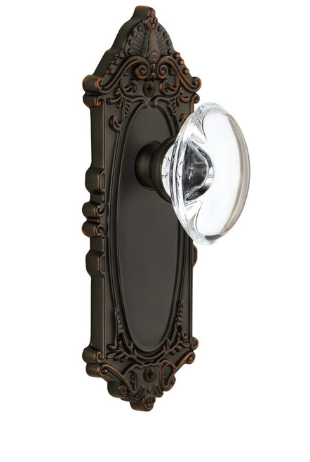 Grandeur Hardware - Grande Victorian Plate Passage with Provence Knob in Timeless Bronze - GVCPRO - 810361