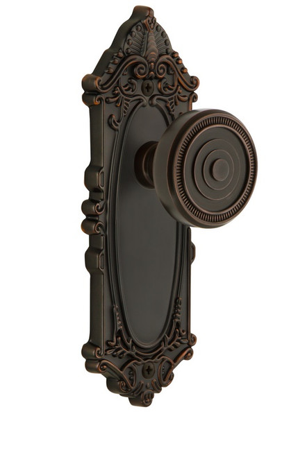 Grandeur Hardware - Grande Victorian Plate Passage with Soleil Knob in Timeless Bronze - GVCSOL - 812954