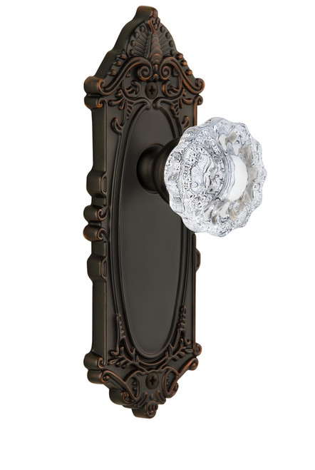 Grandeur Hardware - Grande Victorian Plate Passage with Versailles Knob in Timeless Bronze - GVCVER - 812961