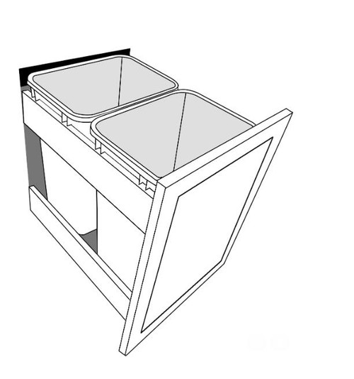 Jarlin Cabinetry - Waste Pull-Out Basket - WBS18-2 - Sterling Double Shaker