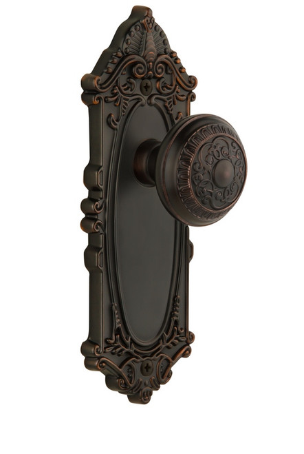 Grandeur Hardware - Grande Victorian Plate Passage with Windsor Knob in Timeless Bronze - GVCWIN - 800451