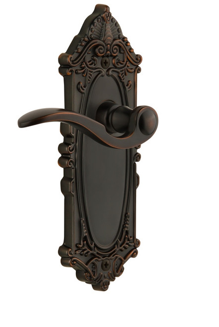 Grandeur Hardware - Grande Victorian Plate Privacy with Bellagio Lever in Timeless Bronze - GVCBEL - 821174
