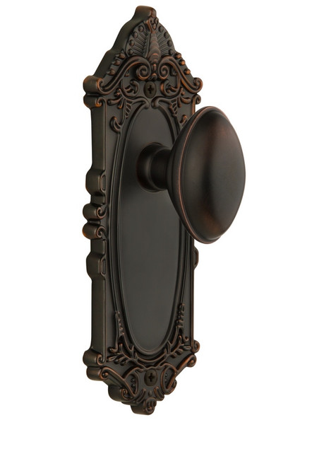 Grandeur Hardware - Grande Victorian Plate Privacy with Eden Prairie Knob in Timeless Bronze - GVCEDN - 821199