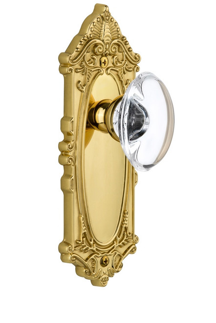 Grandeur Hardware - Grande Victorian Plate Privacy with Provence Knob in Polished Brass - GVCPRO - 814472