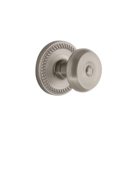 Grandeur Hardware - Newport Plate Double Dummy with Bouton Knob in Satin Nickel - NEWBOU - 807553