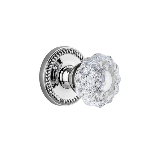 Grandeur Hardware - Newport Plate Double Dummy with Versailles Crystal Knob in Bright Chrome - NEWVER - 822634