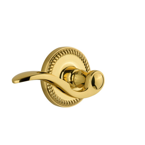 Grandeur Hardware - Newport Plate Dummy with Bellagio Lever in Polished Brass - NEWBEL - 821913