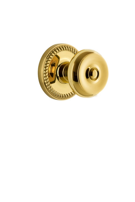 Grandeur Hardware - Newport Plate Dummy with Bouton Knob in Polished Brass - NEWBOU - 807510