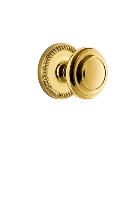 Grandeur Hardware - Newport Plate Dummy with Circulaire Knob in Polished Brass - NEWCIR - 807874
