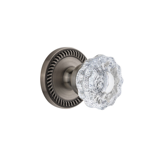 Grandeur Hardware - Newport Plate Dummy with Versailles Crystal Knob in Antique Pewter - NEWVER - 822668
