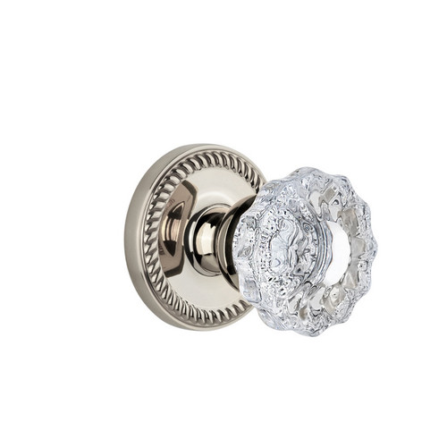 Grandeur Hardware - Newport Plate Dummy with Versailles Crystal Knob in Polished Nickel - NEWVER - 800239