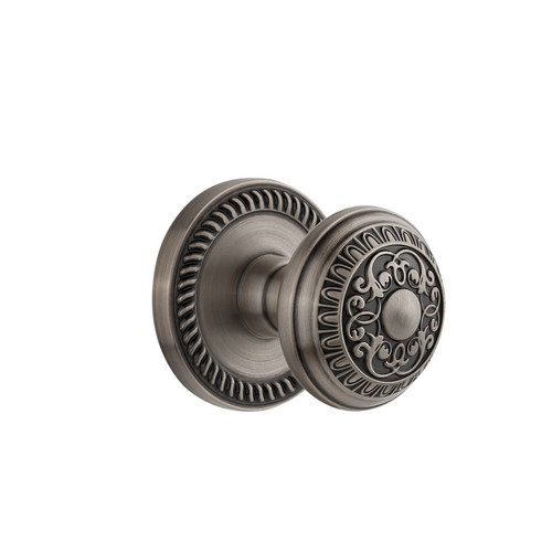 Grandeur Hardware - Newport Plate Dummy with Windsor Knob in Antique Pewter - NEWWIN - 821954