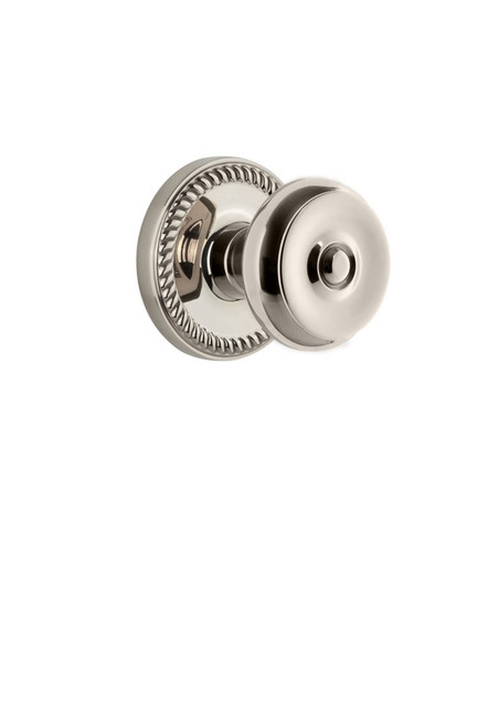 Grandeur Hardware - Newport Plate Passage with Bouton Knob in Polished Nickel - NEWBOU - 813110