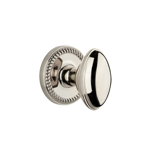 Grandeur Hardware - Newport Plate Passage with Eden Prairie Knob in Polished Nickel - NEWEDN - 800098