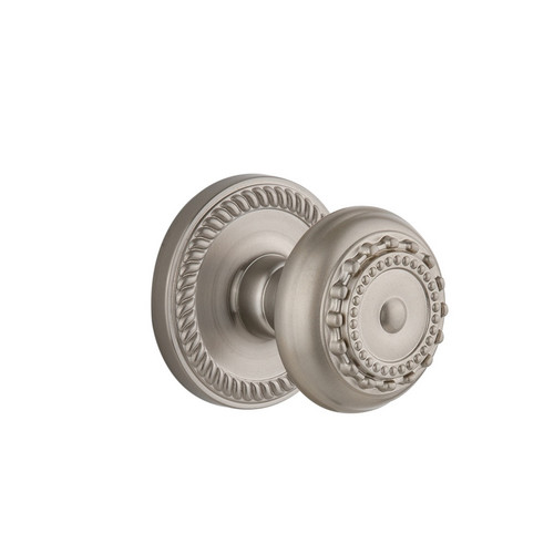 Grandeur Hardware - Newport Plate Passage with Parthenon Knob in Satin Nickel - NEWPAR - 822283